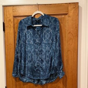 Liverpool Blue Snakeskin Patterned Blouse